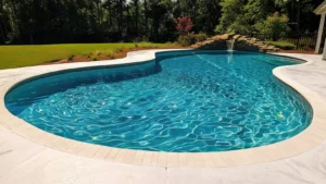 Swimming pool gets fresh vinyl liner.