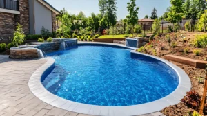 Constructing fiberglass swimming pools and landscaping